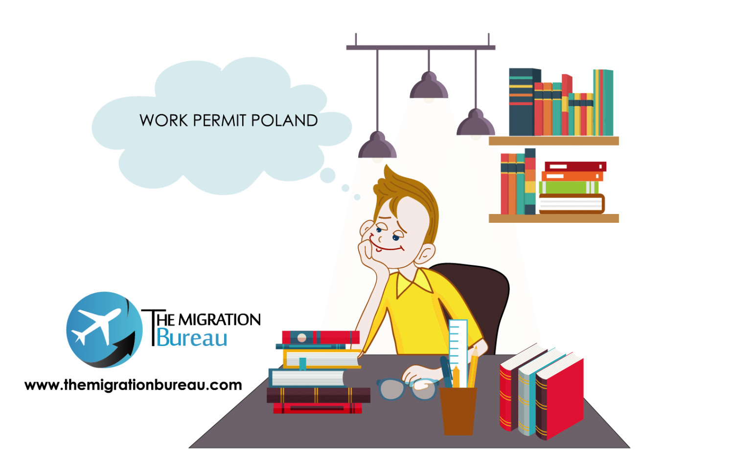 Young man considering idea of relocating to Poland and starting to work here. New possibilities, temporary residence permit.