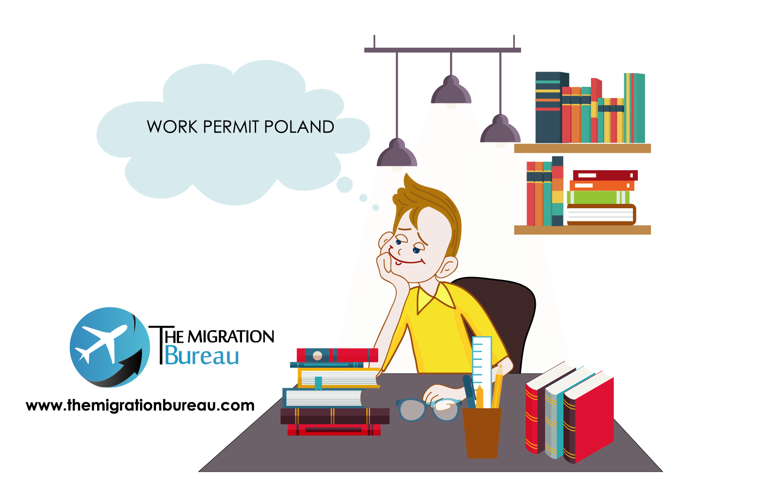 Young man considering idea of relocating to Poland and starting to work here. New possibilities, temporary residence permit.